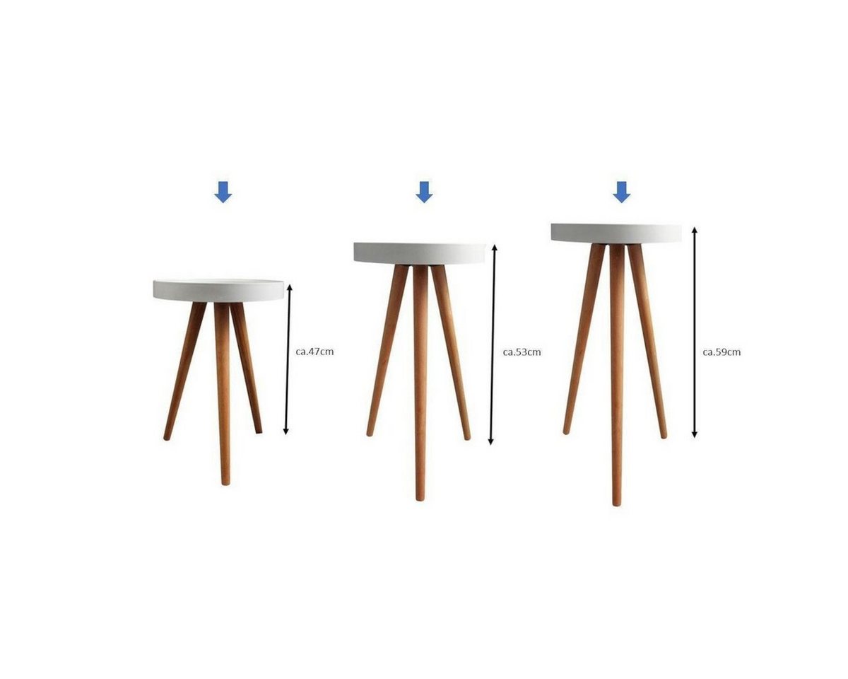 HOOZ Beistelltisch Beistelltisch mit Holzmuster Höhe 47cm (3-St), 3 Standfüße von HOOZ