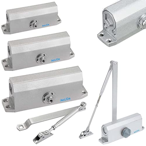 HOOZ Türschließer Haustür, Hydraulischer Türschließer für Außen und Innentür, Obentürschließer für Gewerbliche und Private Zuhause Türschließer mit Hydraulik System in Silber Mittel (45-75 kg) von HOOZ