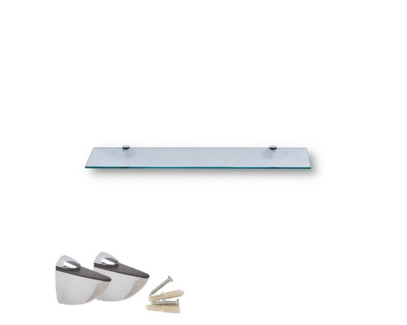 HOOZ Wandregal aus Sicherheitsglas mit Halterung - Klarglas versch. Größen 30-100 cm, 1-tlg., mit geschliffenen Kanten von HOOZ