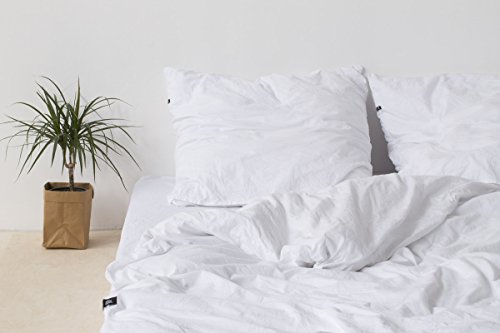 HOP DESIGN Bettwäsche 140x200 Weiß - Baumwoll Bettwäsche 140x200 mit 1 Kissen Bezug 80x80 - Allergiker Bettwäsche-Sets - Duvet Cover von HOP DESIGN