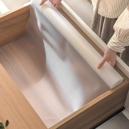 HOPAISH Schubladeneinlagen, Schrankeinlagen, Schrankregalmatten, rutschfest, nicht klebend, ölbeständig, wasserdicht, EVA-Kunststoffschutz, Kühlschrankregale, Schutzauskleidung (Transparent(30*300cm)) von HOPAISH