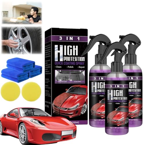 3 In 1 Neues Verbessertes Schnelles Autobeschichtungsspray, 3 In 1 High Protection Quick Car Coating Spray, 3 In 1 Beschichtungsspray, Beschichtungsspray Autolack (100ML-3PC) von HOPASRISEE