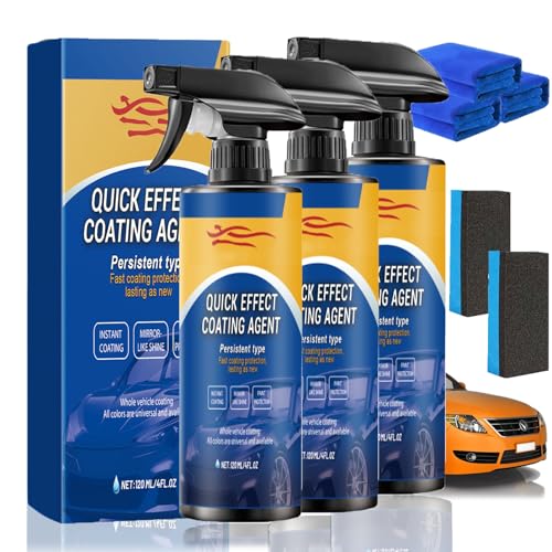 Advanced Car Quick-acting Coating Agent Spray, Quick Effect Coating Agent, 3 In 1 Car Oil Film Cleaner, Car Oil Film Emulsion Glass Cleaner, Quickly Coat Car Wax Polish Spray (3PC) von HOPASRISEE