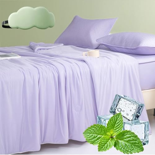 Anfaru Eisdecke, Anfaru ChillComfort Schlafdecke, Selbstkühlende Decke, Doppelseitig Eisseide Kühlfasern Sommerdecke Sommer, Atmungsaktiv, Leichte, Anti Schweiß (Elegantes Lila,200*300cm) von HOPASRISEE