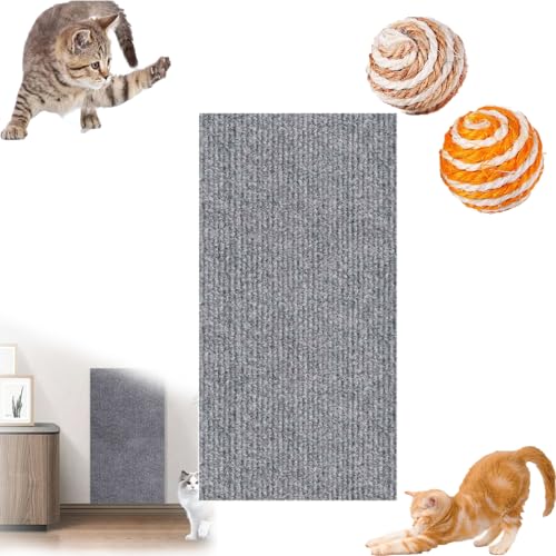 Asisumption Cat Scratching Mat - Can Protect Furniture, 39.4’’ X 11.8’’ Climbing Cat Scratcher, Cat Wall Scratcher, Trimmable Cat Scratching Carpet Self-Adhesive Mat (23.6 * 78.7in,Grey) von HOPASRISEE