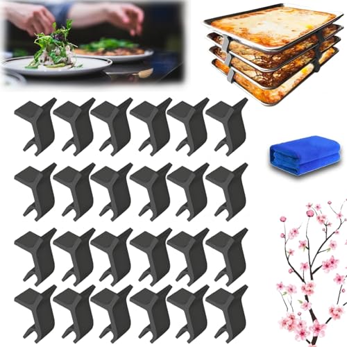 Backblech-Stapelklammern, Baking Sheet Stacking Clips, Baking Sheet Stackers, Backblech-Stapler, Backblech-Stapler, Blech-Stapler, Keksblech-Staplerklammern (Black-24pcs) von HOPASRISEE