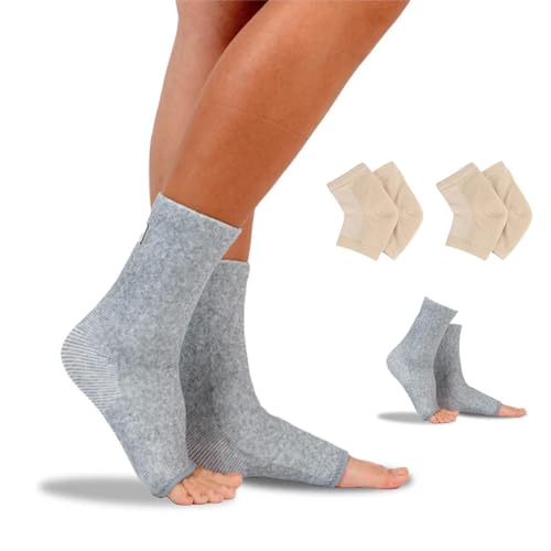 Bamboofit KompressionsstrüMpfe – NatüRliche Linderung Bei Schmerzenden FüßEn, Kompressionssocken FüR Die Nacht Damen Herren, Plantarfasziitis Socken, Hochwertige Bambusfasern(Grau+Braun (35-46),2Pcs) von HOPASRISEE