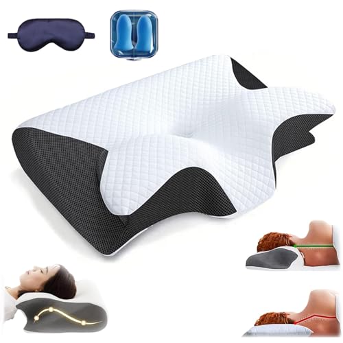 Dreamsleepz Kissen, Dream Sleepz Kissen, Ergonomischer Schlafkomfort Zur Schmerzlinderung, Dreamsleepz Ergonomisches Nackenkissen FüR SeitenschläFer, RüCken- Und BauchschläFer(Schwarz,1Pcs) von HOPASRISEE