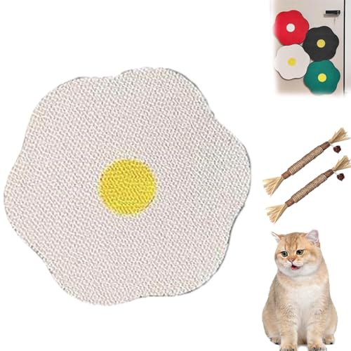 Flower Scratching Pad for Cats on Wall, Cat Scratcher Wall Mounted Scratch Pad, Cuddle Meow Flower Pad,Cat Furniture Protector Cat Scratcher Mat for Wall Floor (White) von HOPASRISEE