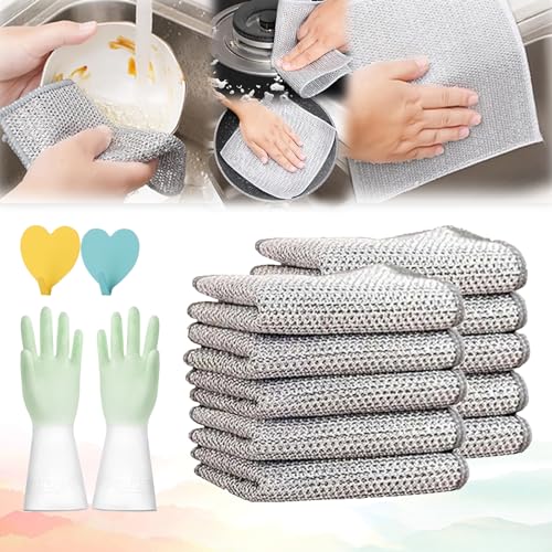 HOPASRISEE Stück Mehrzweck-geschirrspüllappen Aus Draht,Topfreiniger Putzlappen,Multifunctional Non Scratch Wire Dishcloth,für Nass und Trocken,Wiederverwendbar Putztücher,für Küche (10) von HOPASRISEE
