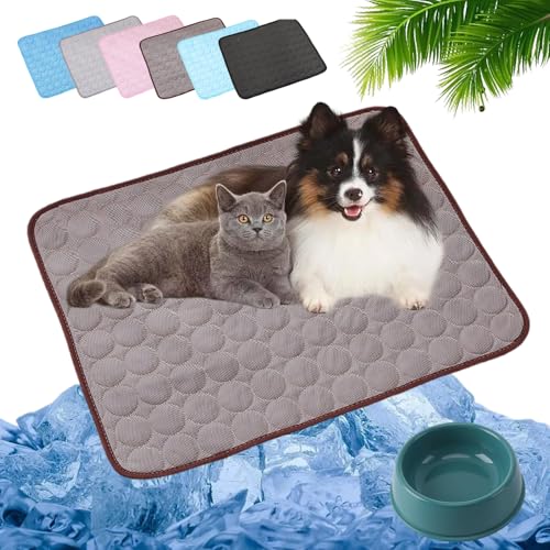 HOPASRISEE 2025 Neu Kühlmatte Katze, Kühlmatte Für Den Sommer, Kühlmatte Für Hunde Selbstkühlend, Pfotenfrost Matte Für Katzen Und Hunde, Abrieb- Und Bissfest Natürliche Kühlung (Braun,M) von HOPASRISEE