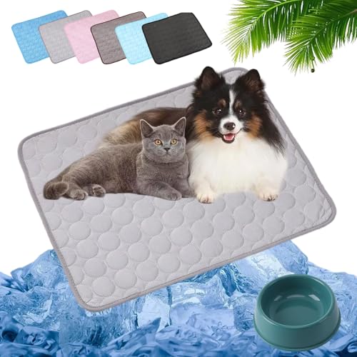 HOPASRISEE 2025 Neu Kühlmatte Katze, Kühlmatte Für Den Sommer, Kühlmatte Für Hunde Selbstkühlend, Pfotenfrost Matte Für Katzen Und Hunde, Abrieb- Und Bissfest Natürliche Kühlung (Grau,M) von HOPASRISEE