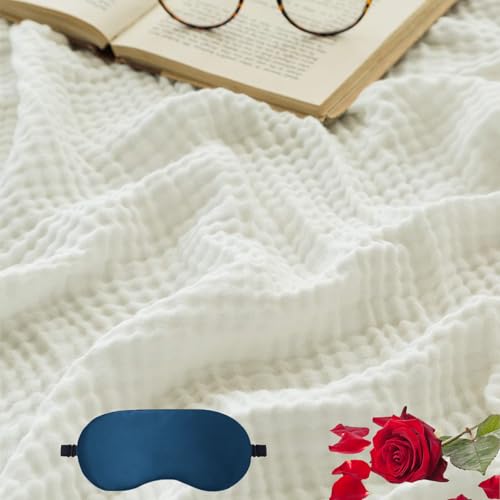 HOPASRISEE 2025 New Sanfte Musselin Decke, Sommer Musselin Decke 150 x 200, 100% Natürliche Muslin Blanket Erwachsene, as Cuddly Blanket, Bed, Couch Throw (A11,70 * 140Cm) von HOPASRISEE