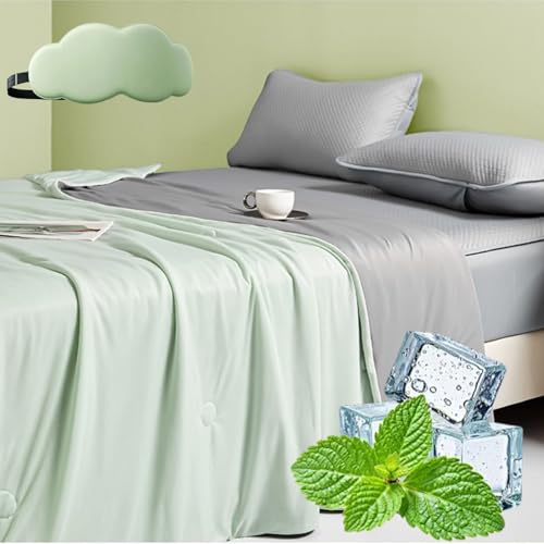 Anfaru Eisdecke, Anfaru ChillComfort Schlafdecke, Selbstkühlende Decke, Doppelseitig Eisseide Kühlfasern Sommerdecke Sommer, Atmungsaktiv, Leichte, Anti Schweiß (Grün und Grau,180 * 200cm) Anfaru Eisdecke, Anfaru ChillComfort Schlafdecke, Selbstkühlende Decke, Doppelseitig Eisseide Kühlfasern Sommerdecke Sommer, Atmungsaktiv, Leichte, Anti Schweiß (Grün und Grau,180 * 200cm) von HOPASRISEE