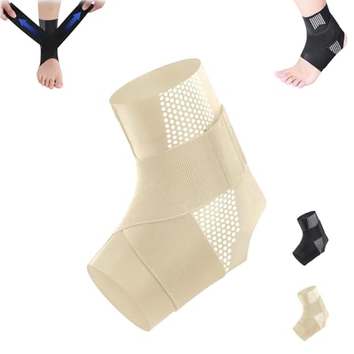 HOPASRISEE Ankleguard - Sprunggelenk Aktive Schutzbandage, Amalios Bandage KnöChel mit Dehnbarer KnöChelscheibe, Atmungsaktive FußBandage Sprunggelenk füR Tägliche Aktivitäten(Hautfarbe,M (32–35)) von HOPASRISEE
