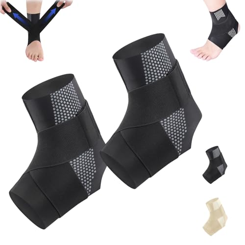 HOPASRISEE Ankleguard - Sprunggelenk Aktive Schutzbandage, Amalios Bandage KnöChel mit Dehnbarer KnöChelscheibe, Atmungsaktive FußBandage Sprunggelenk füR Tägliche Aktivitäten(Schwarz*2,XXL (43–46)) von HOPASRISEE