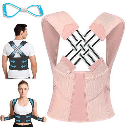 HOPASRISEE Haltery Alignflex Dein Haltungstrainer, Verstellbare Haltungskorrektur Rücken Damen Herren, Weniger Rückenschmerzen Für Damen Herren & Sofort Aufrechte Haltung (Rosa,XXL) von HOPASRISEE