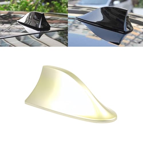 HOPASRISEE Keluvo Haifischflossen-Autoantenne, Autoantenne mit VerstäRker, Haifisch Antenne Auto, Am/Fm mit Verstaerker, Widerstand Reduzieren und Ohne Bohren Installieren(Gold) von HOPASRISEE