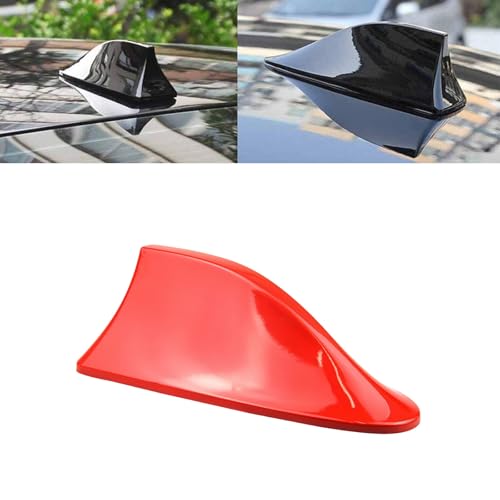HOPASRISEE Keluvo Haifischflossen-Autoantenne, Autoantenne mit VerstäRker, Haifisch Antenne Auto, Am/Fm mit Verstaerker, Widerstand Reduzieren und Ohne Bohren Installieren(Rot) von HOPASRISEE