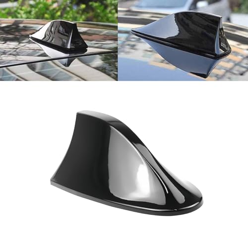 HOPASRISEE Keluvo Haifischflossen-Autoantenne, Autoantenne mit VerstäRker, Haifisch Antenne Auto, Am/Fm mit Verstaerker, Widerstand Reduzieren und Ohne Bohren Installieren(Schwarz) von HOPASRISEE