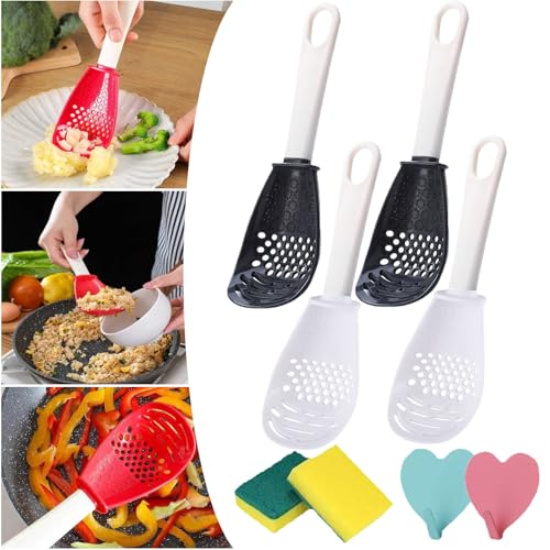 HOPASRISEE Multifunktionaler Kochlöffel, Arithmetik-Multifunktionskochlöffel, Multifunktionaler Küchenlöffel, Schaumlöffel, Schlitzlöffel, Küchenwerkzeug zum Kochen, Reiben (4PC-C) von HOPASRISEE