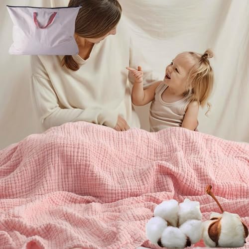HOPASRISEE Musselin Decke, Sommer Musselin Decke Erwachsene, 100% Natürliche MusselinBaumwolle, Kühle, Weich Und Atmungsaktiv as Cuddly Blanket, Bed, Couch Throw (Rosa,Normal(130x150)) von HOPASRISEE