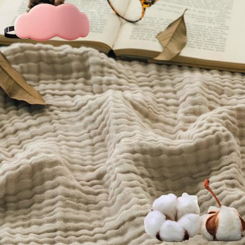 HOPASRISEE Sanfte Musselindecke, Sommer Musselin Decke Erwachsene, Aus 100% Natur Baumwolle, Kühle, Weich Und Atmungsaktiv as Cuddly Blanket, Bed, Couch Throw (Hellgrau,Queen(150x200cm)) von HOPASRISEE
