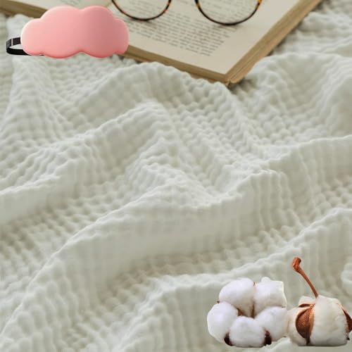 HOPASRISEE Sanfte Musselindecke, Sommer Musselin Decke Erwachsene, Aus 100% Natur Baumwolle, Kühle, Weich Und Atmungsaktiv as Cuddly Blanket, Bed, Couch Throw (Weiß,Normal(130x150)) von HOPASRISEE
