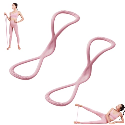 HOPASRISEE Widerstandsbänder, Übungsbänder in Form Einer 8 für Frauen und Männer, Kutschfahri 8-Fach Trainingsband Fitnessband, Muskeln Dehnen und Flexibilität Steigern(Pink+Pink) von HOPASRISEE