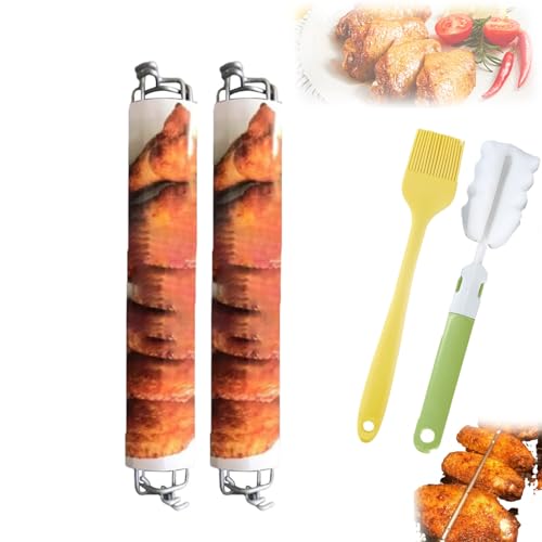 HOPASRISEE Wing Rails for Grilling Chicken Wings, Stainless Stee Wing Rails for Chicken Wings, Chicken Wing BBQ Fork, Wing Rails for BBQ, Barbecue, Camping, Chicken Wings Flat (2pcs) von HOPASRISEE