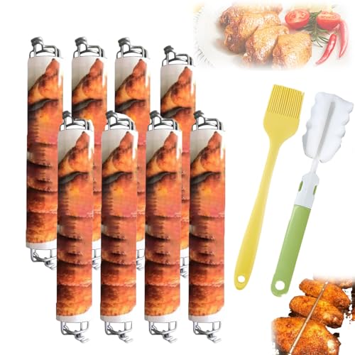 HOPASRISEE Wing Rails for Grilling Chicken Wings, Stainless Stee Wing Rails for Chicken Wings, Chicken Wing BBQ Fork, Wing Rails for BBQ, Barbecue, Camping, Chicken Wings Flat (8pcs) von HOPASRISEE