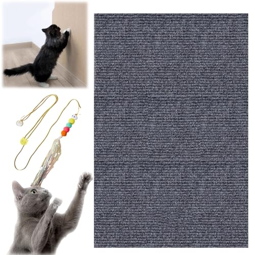 Katzen Kratzmatte Selbstklebend, Kratzmatte Selbstklebend, Cat Scratching Mat, DIY Climbing Cat Scratcher, Trimmable Self-Adhesive Cat Scratching Post (30CM X 100CM,Gray) von HOPASRISEE