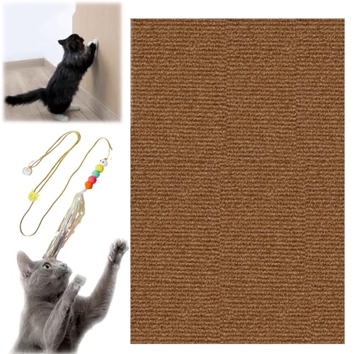 Katzen Kratzmatte Selbstklebend, Kratzmatte Selbstklebend, Cat Scratching Mat, DIY Climbing Cat Scratcher, Trimmable Self-Adhesive Cat Scratching Post (40CM X 100CM,Brown) von HOPASRISEE