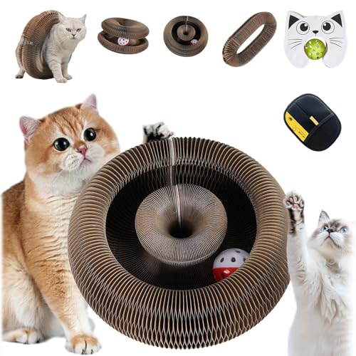 Kratzkokon, Pelzfreunde Katzenwirbel Katzenliebling mit Ball, Advanced Pet Cat Scratch Board, Interaktive Ballbahn zur Mentalen Stimulation, füR Den Drinnen und DraußEn(B,2 Stück) von HOPASRISEE