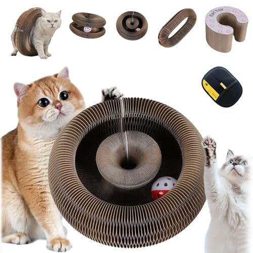 Kratzkokon, Pelzfreunde Katzenwirbel Katzenliebling mit Ball, Advanced Pet Cat Scratch Board, Interaktive Ballbahn zur Mentalen Stimulation, füR Den Drinnen und DraußEn(D,1 Stück) von HOPASRISEE