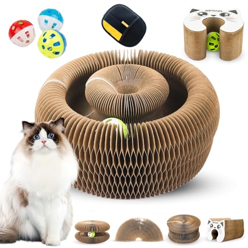 Kratzkokon Für Katzen, Katzenwirbel Katzenliebling, Tragbare Pet Cat Scratch Board, Magic Organ Katzen Kratzbretter Mit Ball, Zur Linderung Von Katzenangst, Für Den Drinnen Und Draußen (B-1PC) von HOPASRISEE