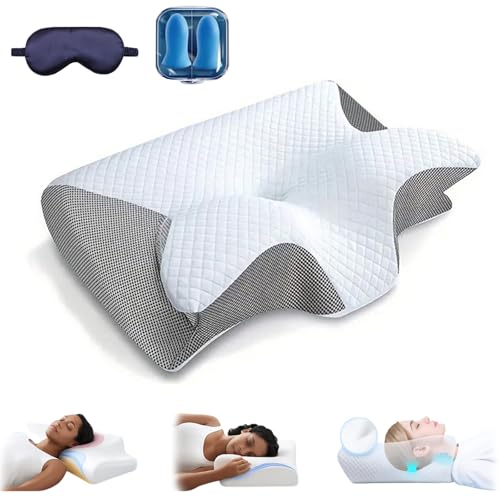 Lunava Orthopädisches Kopfkissen, Mylunava Kissen OrthopäDisches Schlafkissen, Ergonomisches Nackenkissen füR Seiten RüCken & BauchschläFer, Jede Nacht Erholsam Schlafen(Grau) von HOPASRISEE