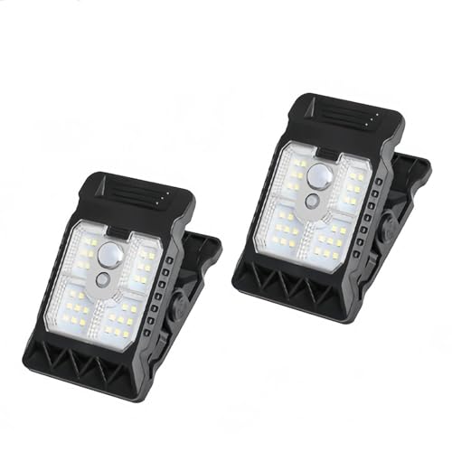Matchadan Solar-Clip-Leuchte mit Bewegungssensor, Bewegungsmelder Aussen Solar, Perfekt füR Garten, Balkon & Terrasse, DREI Modi, Hohe Helligkeit, Regen und Blitzschutz(LED,2Stück) von HOPASRISEE
