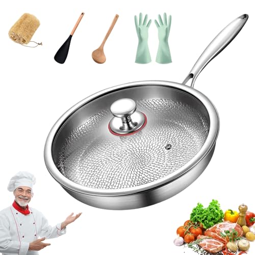 Mosman Titanium Nutri Pan Pro Generation 2 2025, Titan Pfanne Unbeschichtet mit Deckel, Mossman Titanium Pfanne, Verdickt, Antihaftbeschichtet, Langlebig Mosmankoch Titan Pfannes(28CM,Mit Abdeckung) von HOPASRISEE