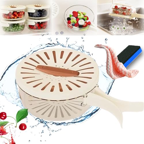 Multifunktionale Obst- und Gemüsewaschschüssel, Multifunctional Fruit and Vegetable Washing Bowl, multifunktionale Obst- und Gemüsewaschschüssel mit klappbarem Griff (Braun) von HOPASRISEE