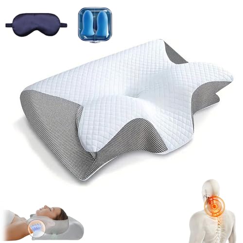 Pillowdaddy Nacken Therapiekissen, Pillow Daddy Schlafkissen, Ergonomisches Nackenkissen füR Seiten RüCken & BauchschläFer, Endlich Schmerzfrei & Erholt Aufwachen(Grau,1 Stück) von HOPASRISEE