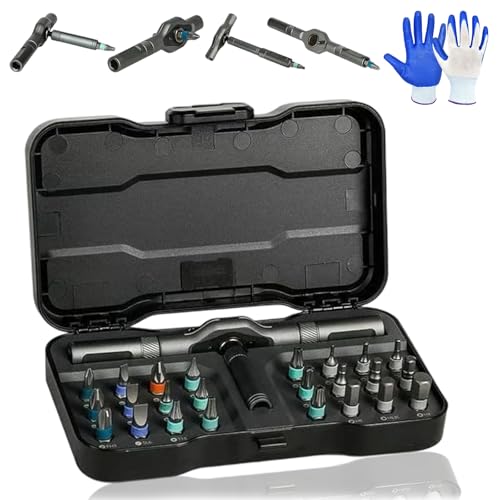 Ratschen -Schrauber 24-in-1, Ratschenschraubendreher Set, 24 in 1 Multi Bit Magnetschraubendreher Set Für Computer Brillen Fahrräder Uhren Ps5 Möbel Heimwerkerarbeiten (24 IN 1) von HOPASRISEE
