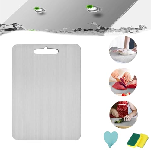 Yamato Cutting Board, Double-Sided Food Grade Meat Cutting Board for Kitchen, Titanium Cutting Board for Kitchen, Titanium Chopping Board, 304 Stainless Steel Cutting Board for Kitchen (20 * 29 CM) von HOPASRISEE