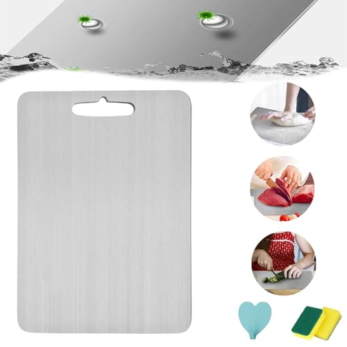 Yamato Cutting Board, Double-Sided Food Grade Meat Cutting Board for Kitchen, Titanium Cutting Board for Kitchen, Titanium Chopping Board, 304 Stainless Steel Cutting Board for Kitchen (28 * 39 CM) von HOPASRISEE