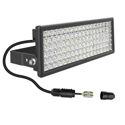 HOPEDAMAI 100W LED Strahler Außen Fluter 14000LM Flutlichtstrahler Superhell Scheinwerfer 6500K Flutlicht IP67 Wasserdicht, Verstellbarer 180° Halter, für Hof (mit kabelverbinder) von HOPEDAMAI
