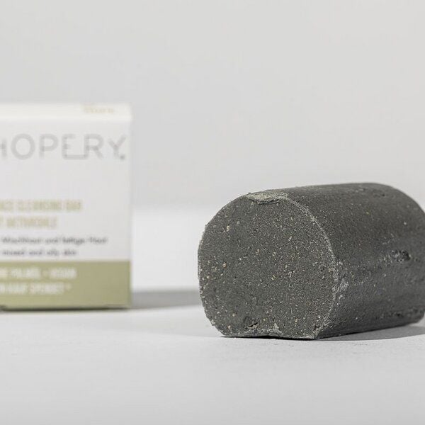 HOPERY Vegane Naturkosmetik Gesichtsreinigung für Mischhaut und fettige Haut - Face cleansing bar Aktivkohle von HOPERY