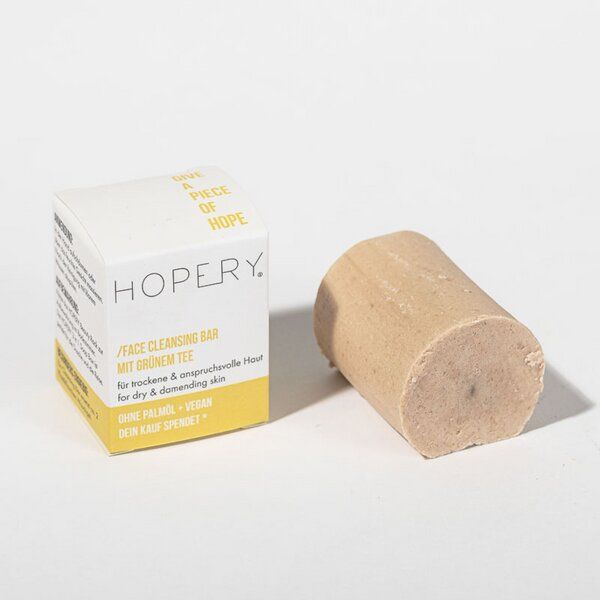 HOPERY Vegane Naturkosmetik Gesichtsreinigung für trockene Haut - Face cleansing bar mit grünem Tee von HOPERY