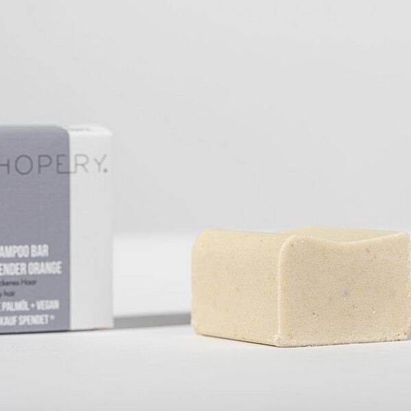 HOPERY Vegane Naturkosmetik Pflegeshampoo für trockenes Haar - Lavender Orange Shampoo Bar von HOPERY
