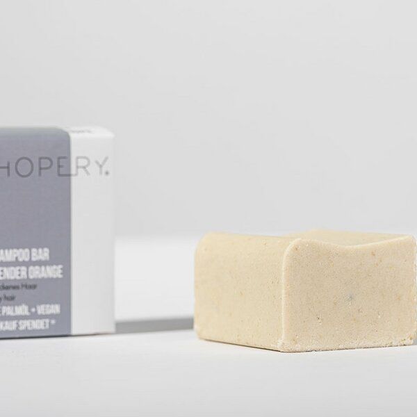 HOPERY Vegane Naturkosmetik Pflegeshampoo für trockenes Haar - Lavender Orange Shampoo Bar von HOPERY