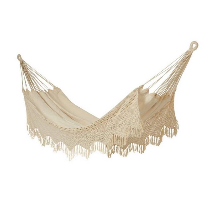 HOPLO Hängematte Single Hängematte natur mit Borte aus 100% Baumwolle Tuchhängematte, Handgeknüpfte Borte HOPLO Hängematte Single Hängematte natur mit Borte aus 100% Baumwolle Tuchhängematte, Handgeknüpfte Borte von HOPLO